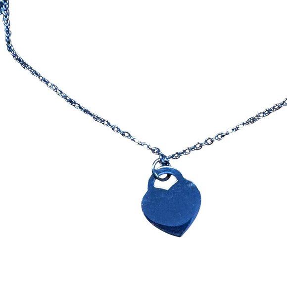 Tiffany & Co. 925 sterling silver heart tag charm and 18 KGP necklace 18" chain - Picture 7 of 7
